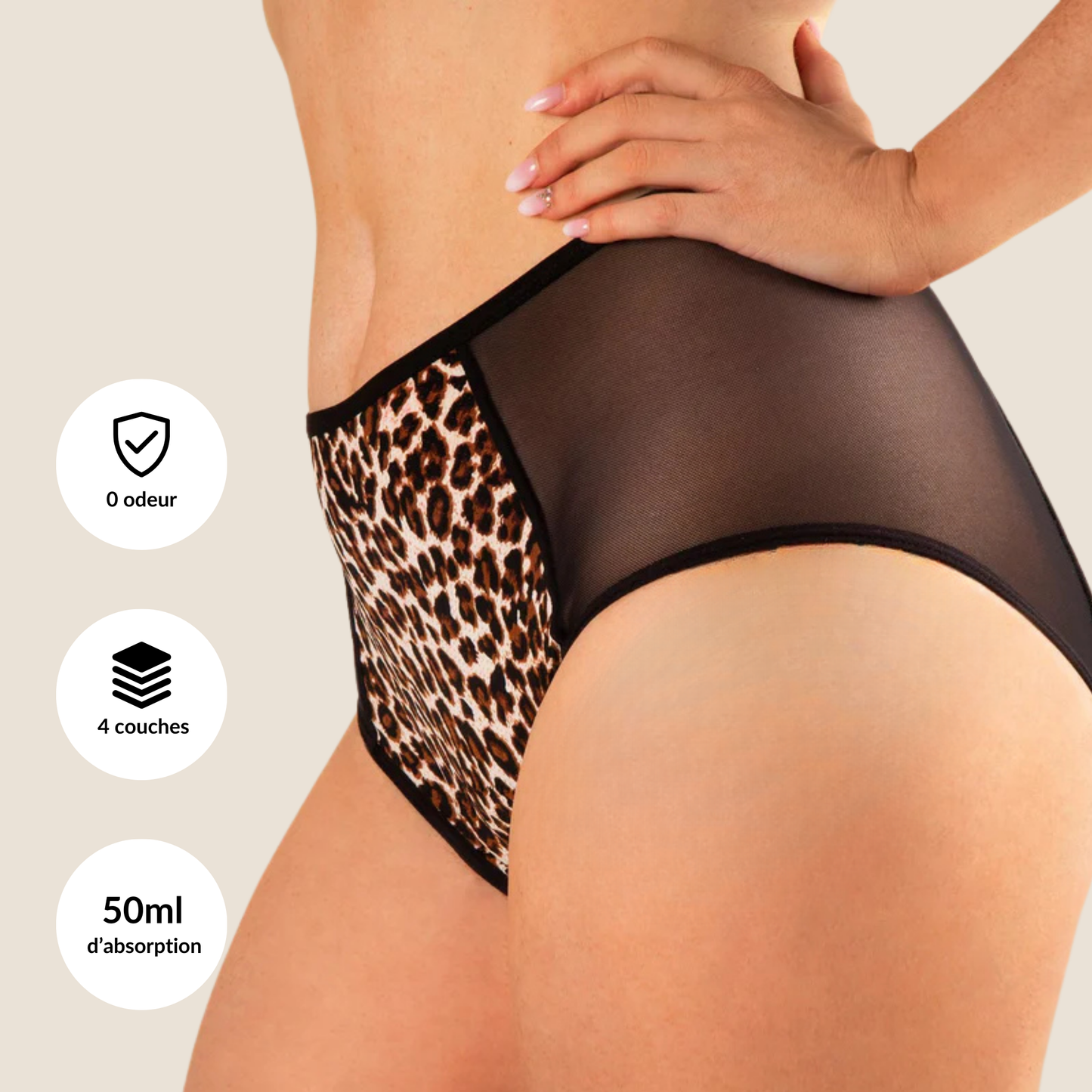 Culotte absorbante anti-fuites taille haute - Kaïa