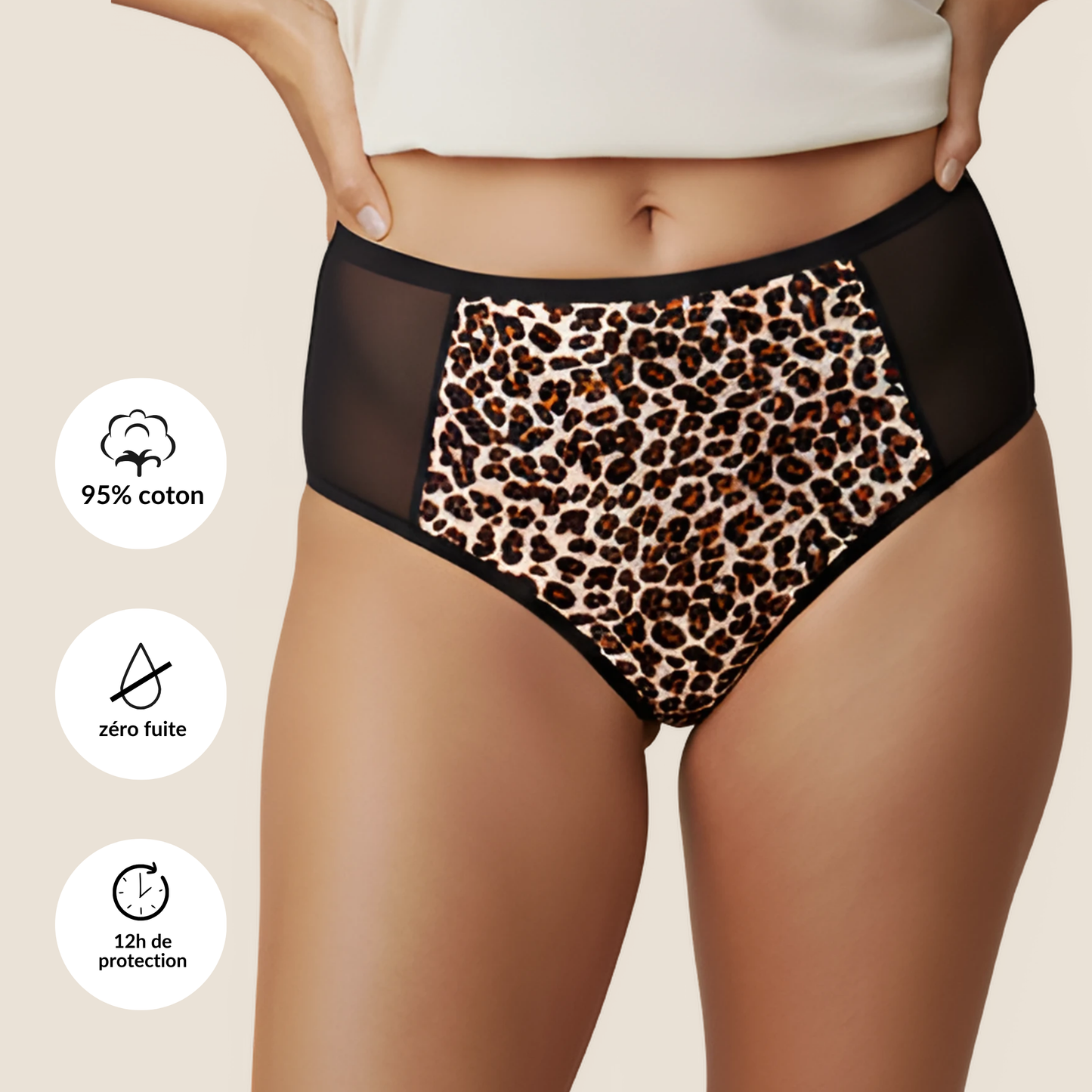 Culotte absorbante anti-fuites taille haute - Kaïa